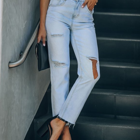 💖HOST PICK👖English Factory High Rise Straight Leg Lt. Wash Denim Jeans 26 NWT - Picture 1 of 6